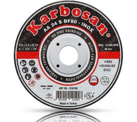Диск отрезной по нержавеющей стали 115х2.5х22 мм INOX Karbosan 10190 