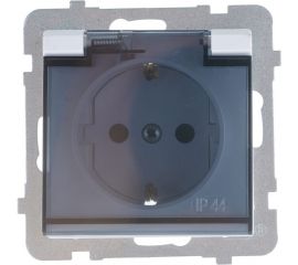 Розетка Ospel Sonata 1-ая с/з IP44, с крышкой, Schuko со шторками, без рамки, белый GPH-1RSP/m/00/d 