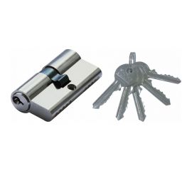 Цилиндр замка DORF ключ/ключ, английский, 5 ключей, никель, 30х30 мм 00-00005109 