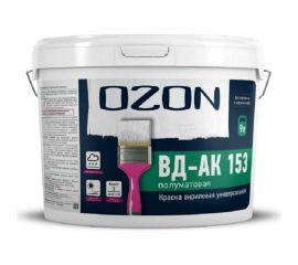 Универсальная акриловая краска OZON ВД-АК 153А белая, 9 л, 12 кг ВД-АК-153А-12 