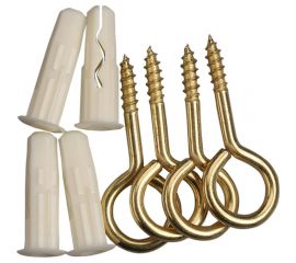 Петля-шуруп ЕВРОПАРТНЕР латунир. L30 x d5 x O14 в компл. c дюбелем MULTI 8x32 4шт. MP 318 17 