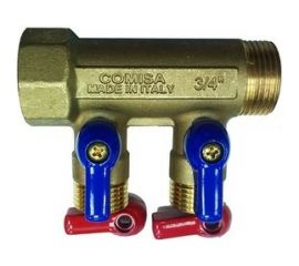 Коллектор с шаровыми кранами Comisa 2 вых. 3/4-1/2 нар. 8820172 