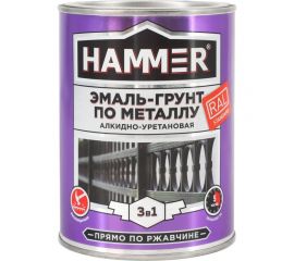 Эмаль-грунт по металлу HAMMER 3в1 АУ п/гл RAL 5005 сигнал. синий 0,9 кг ЭК000133620 