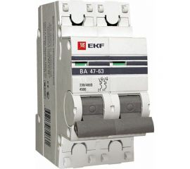 Автоматический двухполюсный выключатель EKF 20А С ВА47-63 4.5кА PROxima mcb4763-2-20C-pro 8880434 