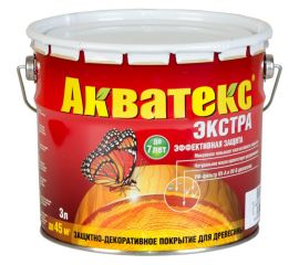 Защитно-декоративное покрытие для древесины Акватекс Экстра Красное дерево 3 л 4 13872 