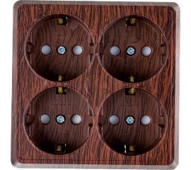 Четырехместная розетка TDM 2П+3 открытой установки IP20 16A с защитными шторками бук Ладога SQ1801-0323 