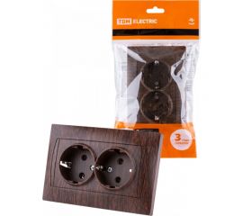 Двойная розетка TDM 2П+З 16А 250В венге Лама SQ1815-0425 