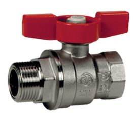 Шаровый кран Giacomini полнопроходной, резьба внутренняя/наружная 1/2, хром, ручка - рычаг красный R854LX023 