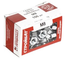 Гайка Стройбат оцинкованная DIN 934 М8 100 шт. 015371 