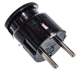 Разборная угловая вилка АБК-СИЛА с заземляющим контактом 16А 220В чёрная 2901008 