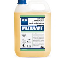 Нейтральное моющее средство для ухода за полами Мега МЕГАЛАЙТ 5 л с полирующим эффектом Н 540 
