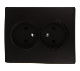 Двойная розетка Lezard KARINA без заземления, керамика, чёрный бархат 707-4200-128 