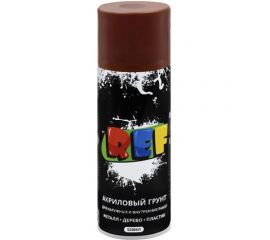 Акриловая универсальная эмаль-грунт REF коричневый, антикоррозийный 520 мл 0142 