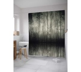 Штора (занавеска) для ванной JoyArty ""Лесной мрак"" из сатена, 180х200 см с крючками, sc_8296 