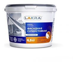 Фасадная краска ЛАКРА акриловая, суперстойкая, белоснежная, 6.5 кг 8306492 ЛА-00000062 