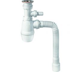 Сифон WIRQUIN МИНОР с выпуском 1 1/4х40 мм., с отводом для стиральной машины и гофротрубой, L 800 мм 30718052 