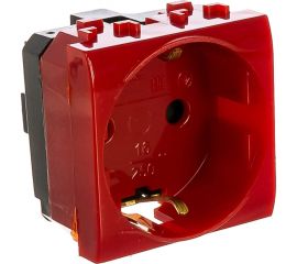 Двухмодульная электрическая розетка с заземлением и шторками, красная, DKC 76482R 