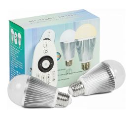 Умные светодиодные лампочки с регулируемой яркостью MAKSILED 2x7.5 Вт 220В E27 3000-6500К, изменение цвета, с пультом, ML-ADJ-SET-2BL+R 