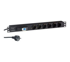 Блок розеток ExeGate ServerPro PDU-19H610 Al-6S-EU2.5CU-1P, 19, 1U, алюминий, 6Sch, евро, 2.5м, защита перегрузки 280835 