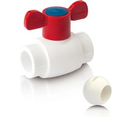 Шаровой кран Blue Ocean полипропиленовый (шар - PPSU) для агрессивных сред - 20 PPRF/BV/PPR/HW-2B(W)-20 