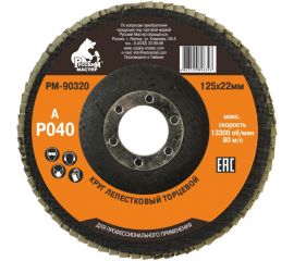 Круг лепестковый торцевой по металлу (125х22 мм; Р40) Русский Мастер РМ-90320 