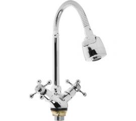 Смеситель для кухни ZEIN Z25120101 гибкий излив, кран-букса латунь 1/2"", хром 5118187 