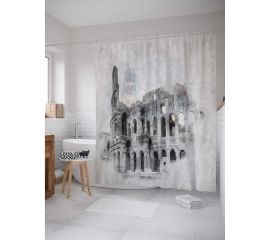 Штора (занавеска) для ванной JoyArty ""Туманный колизей"" из сатена, 180х200 см с крючками, sc_18175 