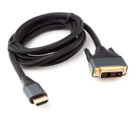 Кабель Cablexpert 4K 19M/19M 1.8м single link нейлоновая оплетка металлические разъемы HDMI-DVI CC-HDMI-DVI-4K-6 