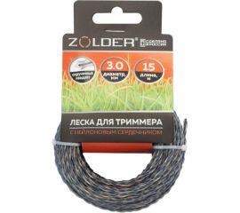 Леска для триммера с нейлоновым сердечником (3 мм; 15 м; скрученный квадрат) ZOLDER ЭК000140968 