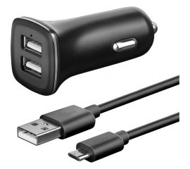 Универсальное автомобильное зарядное устройство AKAI 2хUSB, 2.4 A, черный, + кабель USB TypeC CH-6D07B 