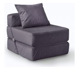 Бескаркасное кресло-кровать Mypuff Антрацит, мебельный велюр kv_472 