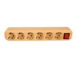 Розеточная колодка, 6 гнезд, с выключателем, сосна TDM SQ1806-0058 