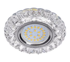 Встраиваемый светильник Ecola MR16 LD7009 GU5.3 с подсветкой "Кристалл" Прозрачный/Хром 30x95 FT16CCEFB 