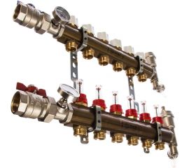 Распределительный коллектор из латуни с расходомерами 6 вых. STOUT SMB 0473 000006 