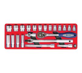 Набор торцевых головок 3/8” с принадлежностями, ложемент, 22шт МАСТАК 5-003222 