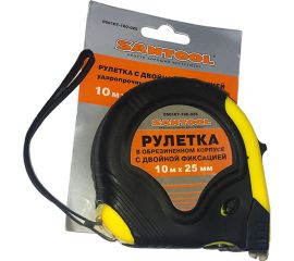 Рулетка SANTOOL обрезиненный корпус, с двойной фиксацией, 10м х25мм 050107-100-025 
