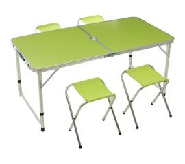 Набор туристической мебели Maclay стол 120x60x55/60/70 см, стул 29x35x30 см, салатовый 6780359 