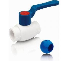 Шаровый кран Blue Ocean (шар - пластик ABS) рычаг, полипропиленовый, для ХВС - 63 PPRF/BV/PPR/CW(W)-63 