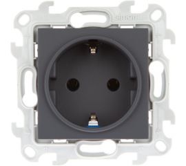 Розетка Simon 2К+З Schuko без шторок, графит 2450434-038 