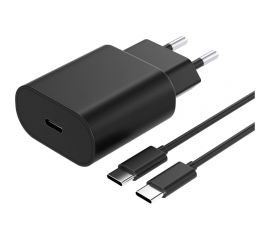 Универсальное сетевое зарядное устройство AKAI CH-6A12 1xType-C, PD 20Вт + кабель Type C - Type C 60Вт, черный CH-6A12B 
