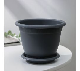 Горшок для цветов с поддоном Сималенд InGreen Aphrodite 0.8 л, 14х11 см, серый 7689482 