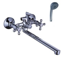 Универсальный смеситель Эверест с плоским прямым изливом и переключателем для душа B23-333 