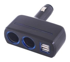 Разветвитель прикуривателя SKYWAY 2 гнезда + 2 USB черный предохранитель 5 А S02301019 