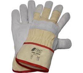 Комбинированные перчатки Nitras белые, кожа КРС В класса, парусина подкладка, крага, р.11 1403B-111 