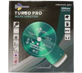 Диск алмазный отрезной по железобетону Turbo pro (350х25.4 мм) TRIO-DIAMOND TP179 