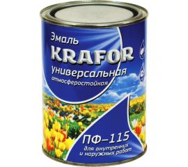 Универсальная эмаль Krafor ПФ-115 черная 0.8 кг 14 25965 