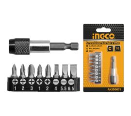 Набор бит с магнитным держателем (9 предметов; 25 мм) INGCO AKSD0071 