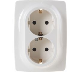 Розетка ЭРА 12-2008-02 2X2P E Schuko со шторками , 16А-250В, б.л., 12, слоновая кость Б0038813 