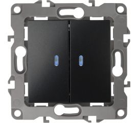 Двойной выключатель с подсветкой ЭРА 12-1105-05 10АХ-250В, IP20, антрацит Б0014661 