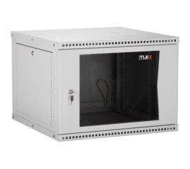Настенный разборный шкаф TLK 19, 12U, стеклянная дверь, серый TWI-126060-R-G-GY 